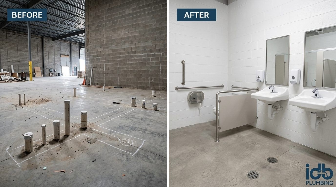 Before and after: Warehouse Fire-Line & Fixture Package in Ridgefield, WA